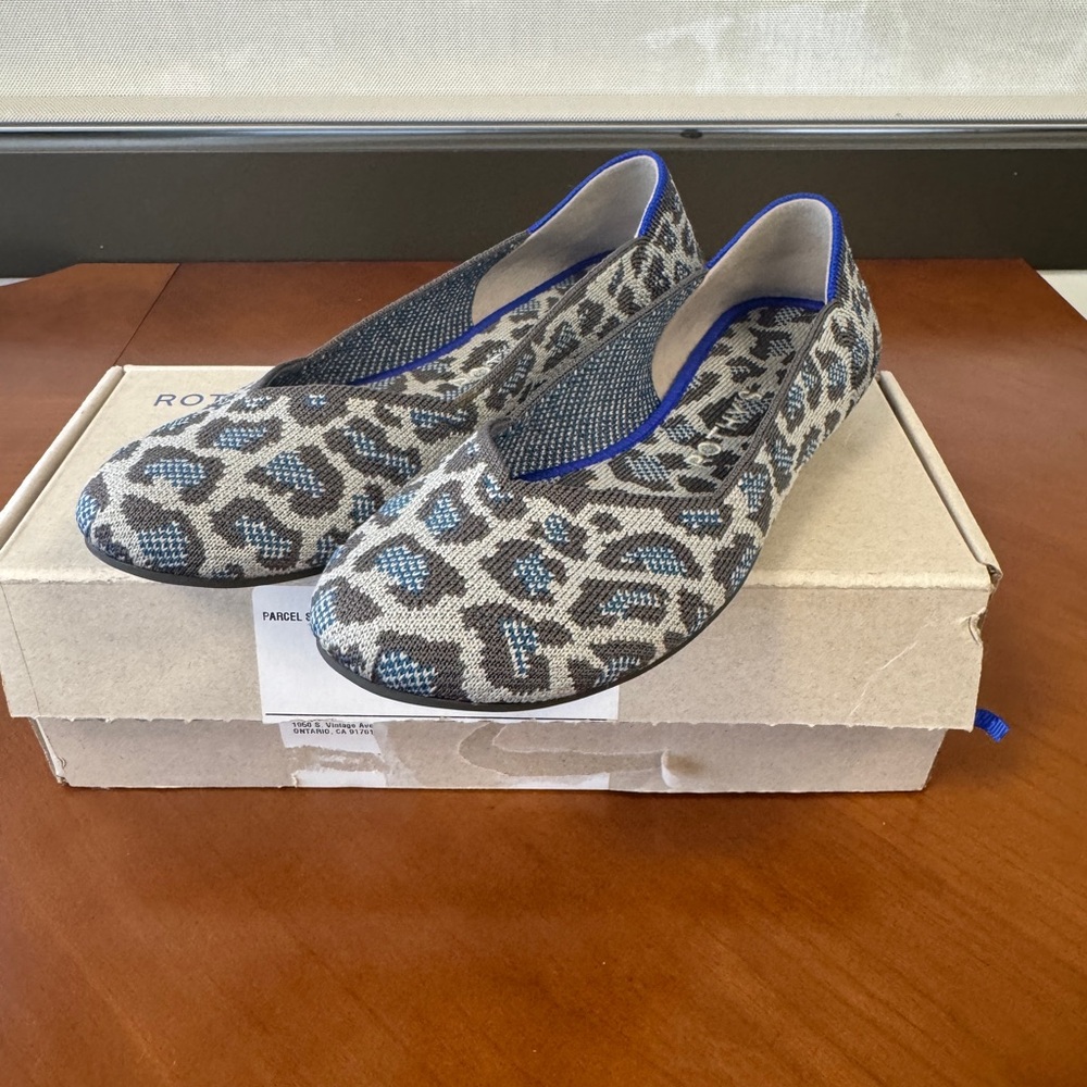 Rothy's Blue and Gray Patterned Flats